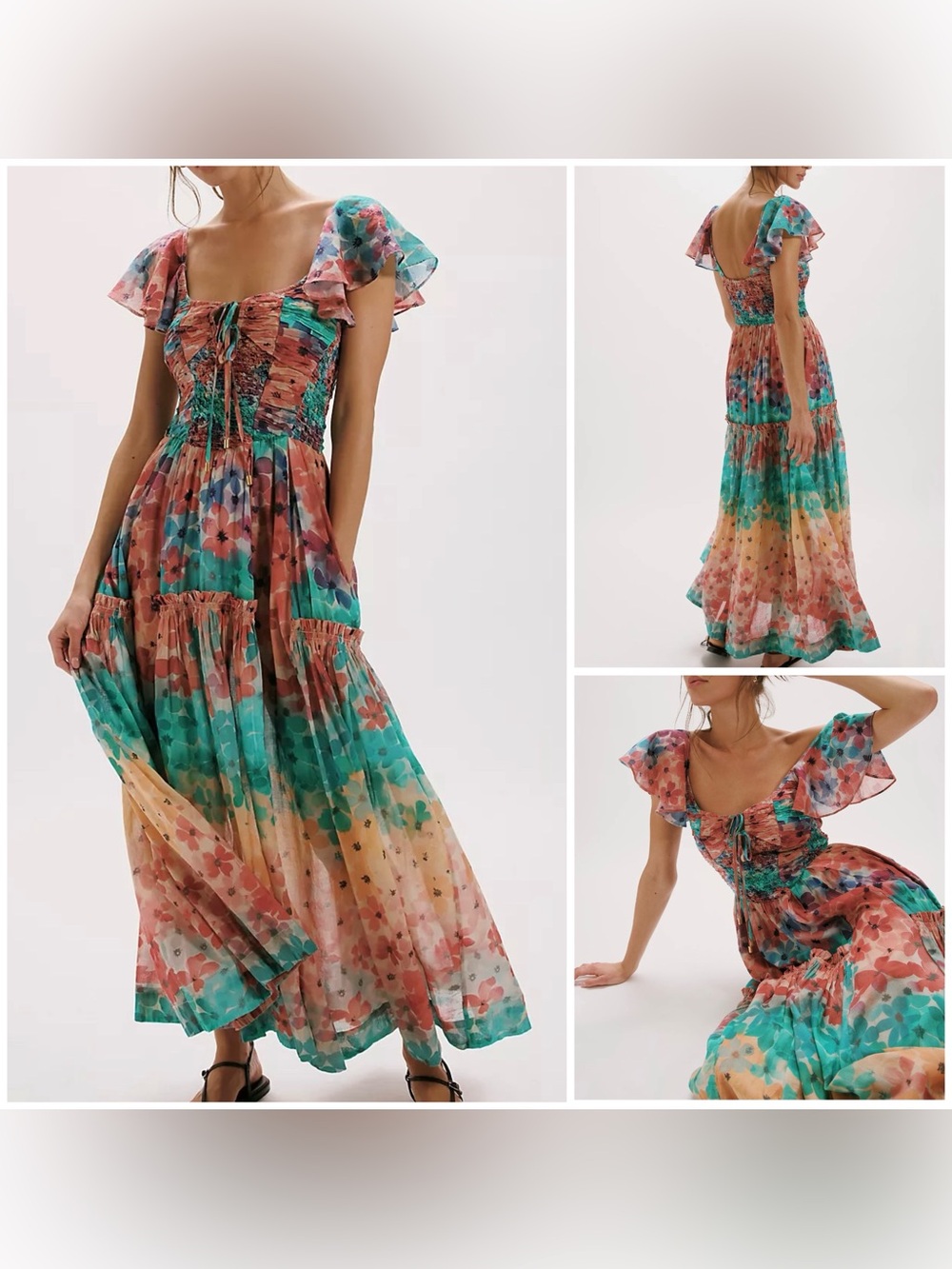 NWT Free People Sunshine Maxi Dress - soft tropical combo - Medium